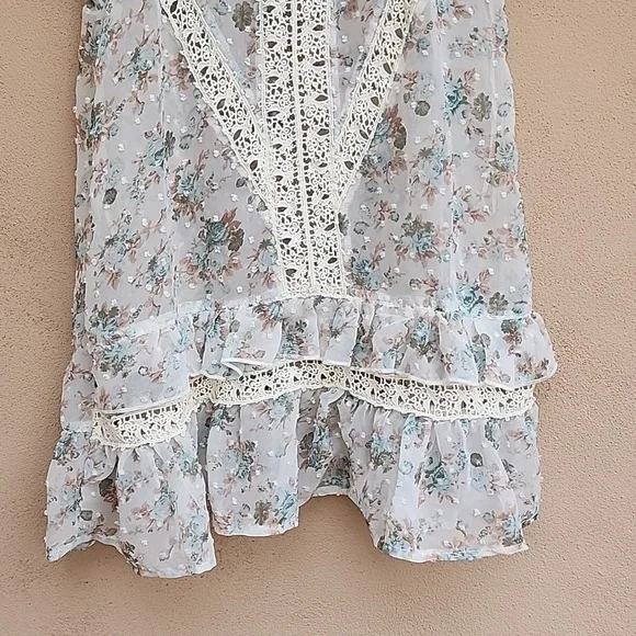 RUBY ROSE Lace Tank Top Small S Eyelet Ruffle Hem Cottagecore Fairy - Picture 11 of 13